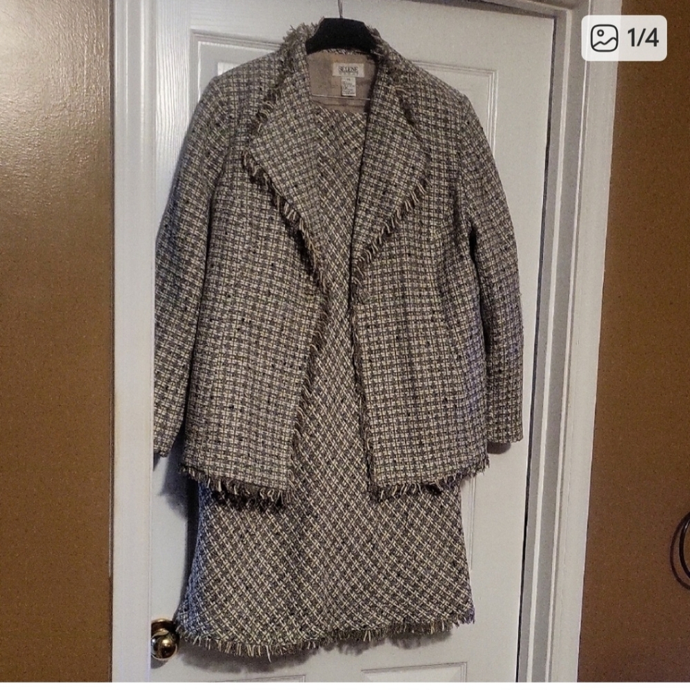 Selena Sport  Women's Tweed Blazer and Skirt Set - Black and White